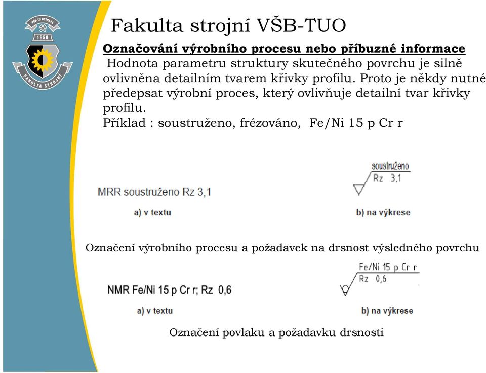 Proto je někdy nutné předepsat výrobní proces, který ovlivňuje detailní tvar křivky profilu.