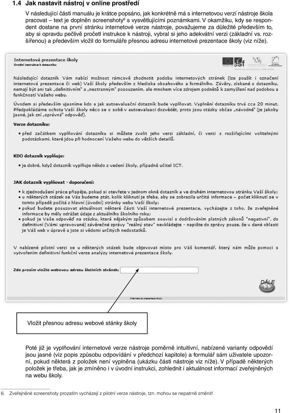 V okamžiku, kdy se respondent dosta na první stránku intertové verze nástroje, považujeme za důležité především to, aby si opravdu pečlivě pročetl instrukce k nástroji, vybral si jeho adekvátní verzi