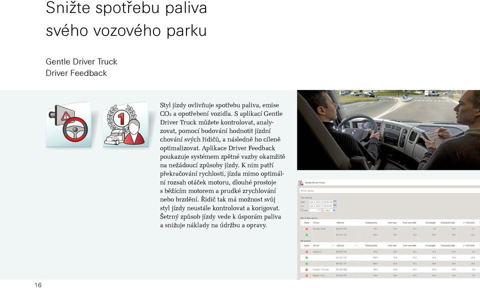 Aplikace Driver Feedback poukazuje systémem zpětné vazby okamžitě na nežádoucí způsoby jízdy.