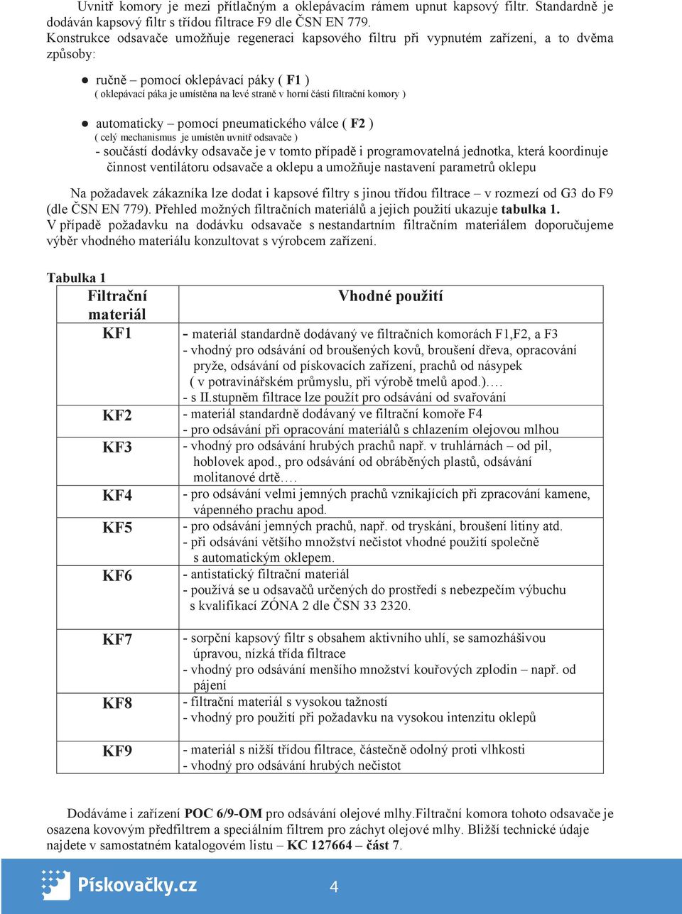 ní komory ) automaticky pomocí pneumatického válce ( F2 ) ( celý mechanismus je umíst n uvnit odsava e ) - sou ástí dodávky odsava e je v tomto p ípad i programovatelná jednotka, která koordinuje