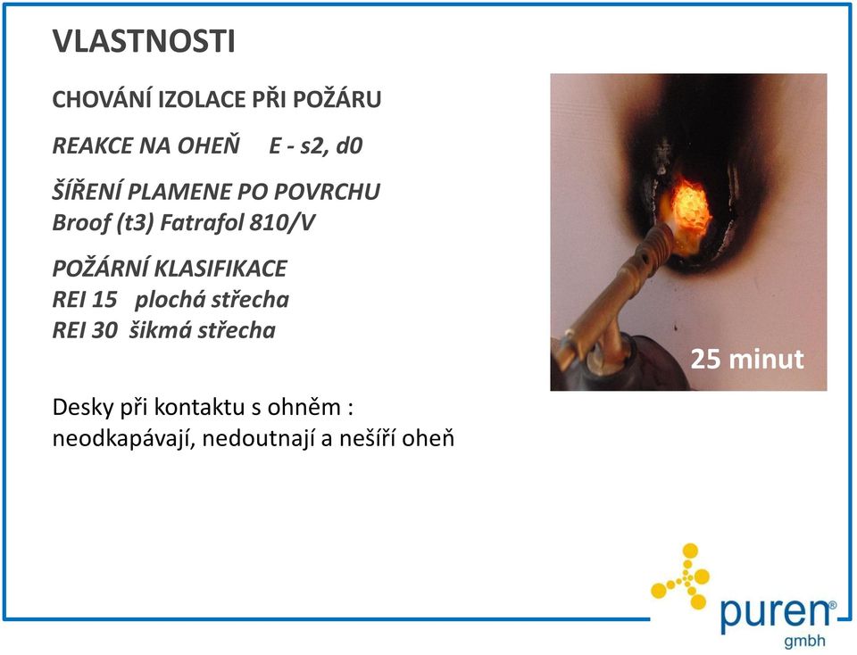 KLASIFIKACE REI 15 plochá střecha REI 30 šikmá střecha Desky