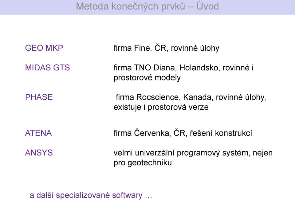existuje i prostorová verze ATENA ANSYS firma Červenka, ČR, řešení konstrukcí