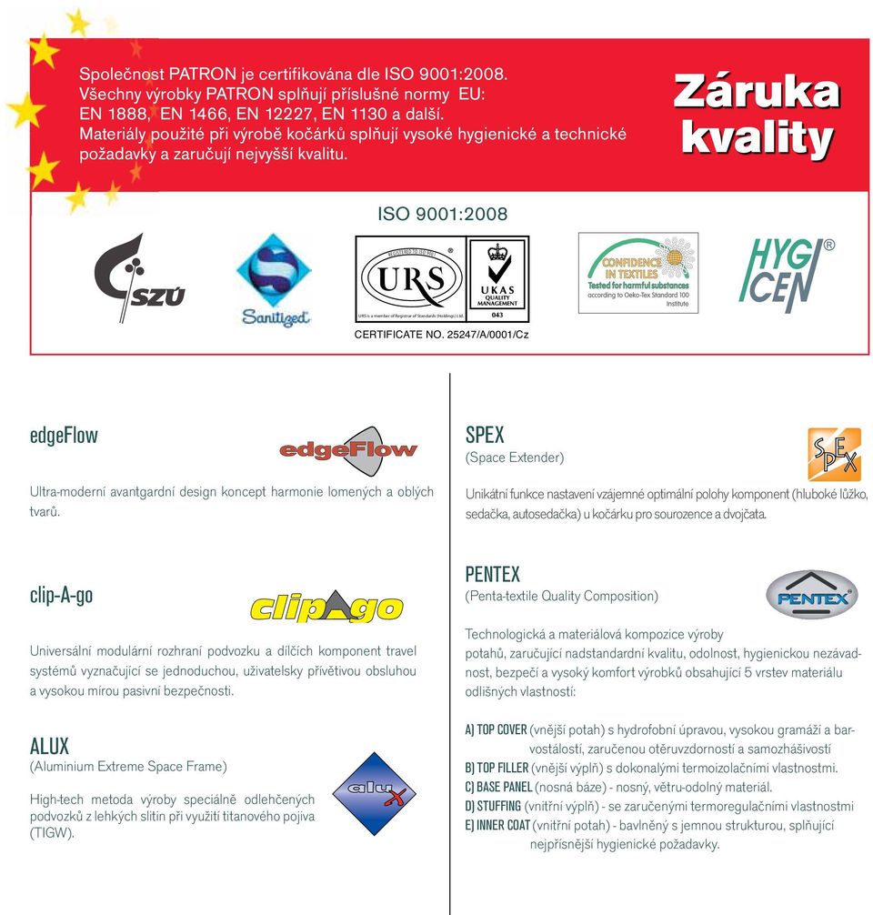 Záruka kvality ISO 9001:2008 REGISTERED TO ISO 9001 URS is a member of Registrar of Standards (Holdings) Ltd. CERTIFICATE NO.