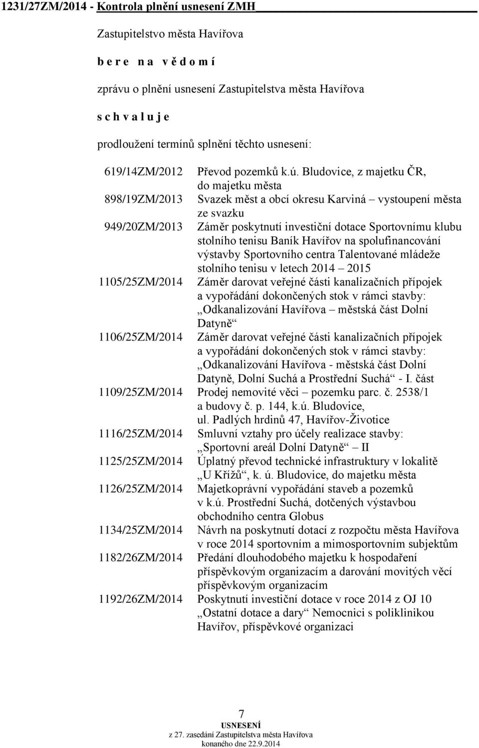 tenisu Baník Havířov na spolufinancování výstavby Sportovního centra Talentované mládeže stolního tenisu v letech 2014 2015 1105/25ZM/2014 Záměr darovat veřejné části kanalizačních přípojek a
