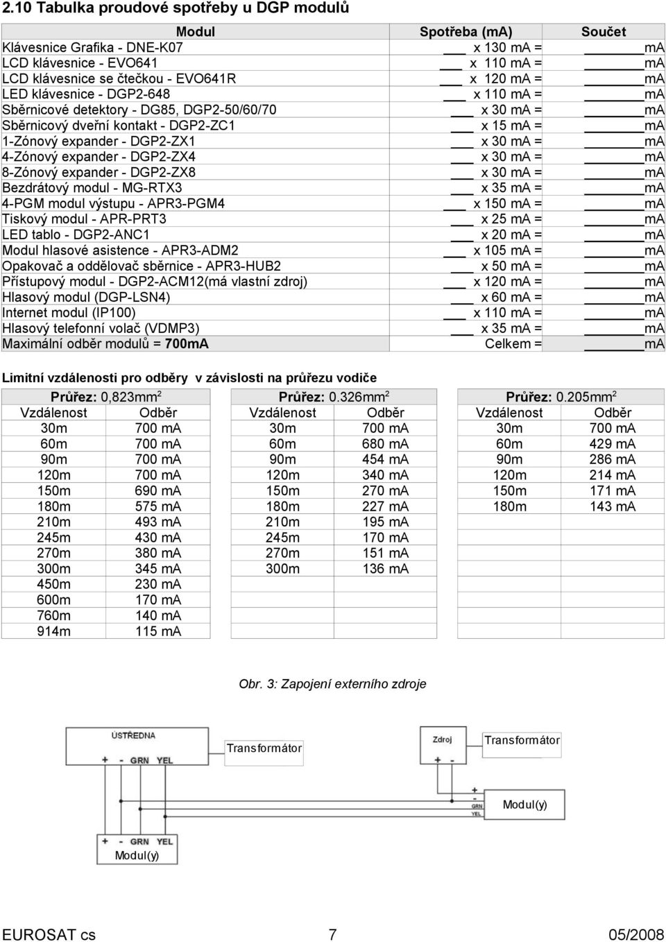 Tiskový modul - APR-PRT3 LED tablo - DGP2-ANC1 Modul hlasové asistence - APR3-ADM2 Opakovač a oddělovač sběrnice - APR3-HUB2 Přístupový modul - DGP2-ACM12(má vlastní zdroj) Hlasový modul (DGP-LSN4)