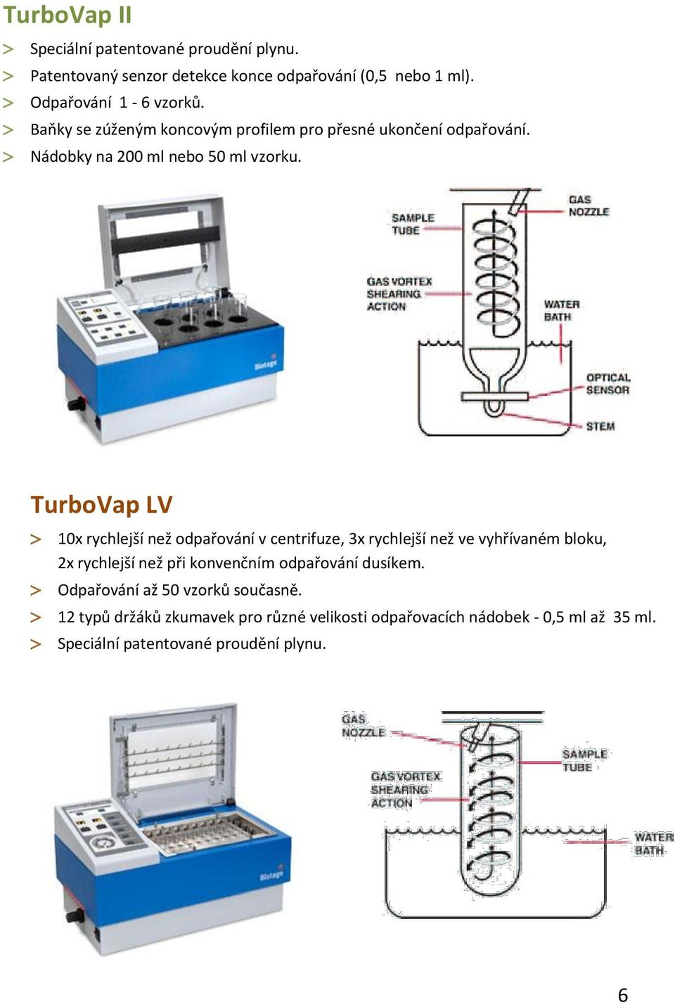 TurboVap LV 10x rychlejší než odpařování v centrifuze, 3x rychlejší než ve vyhřívaném bloku, 2x rychlejší než při konvenčním