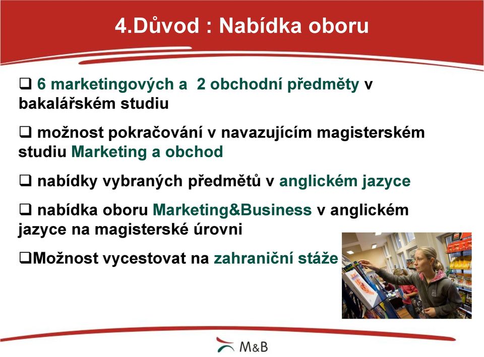 obchod nabídky vybraných předmětů v anglickém jazyce nabídka oboru