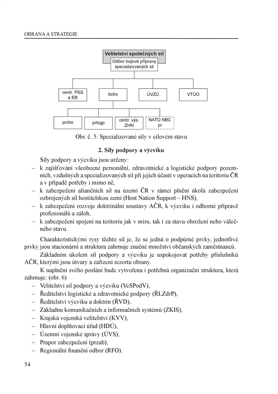 operacích na teritoriu ČR a v případě potřeby i mimo ně, k zabezpečení aliančních sil na území ČR v rámci plnění úkolů zabezpečení ozbrojených sil hostitelskou zemí (Host Nation Support HNS), k