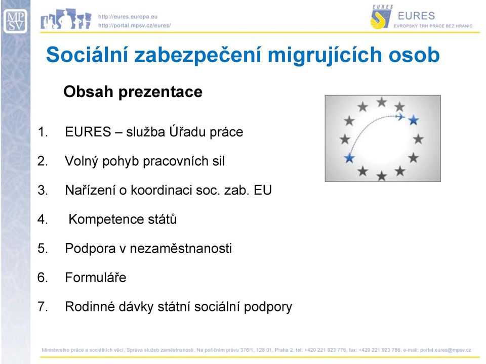Nařízení o koordinaci soc. zab. EU 4. Kompetence států 5.