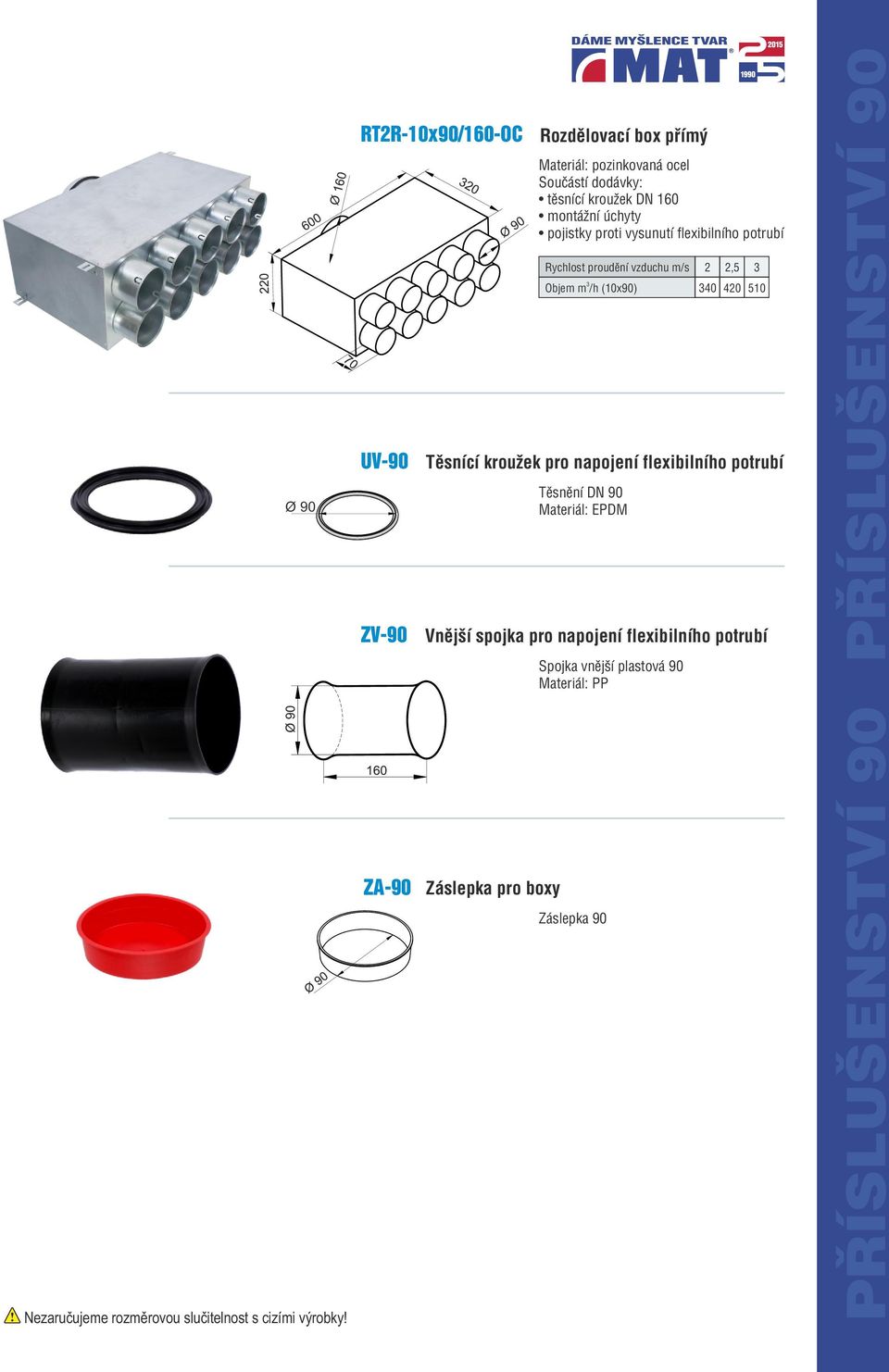 EPDM Vnější spojka pro napojení flexibilního potrubí Spojka vnější plastová 90 Materiál: PP PŘÍSLUŠENSTVÍ