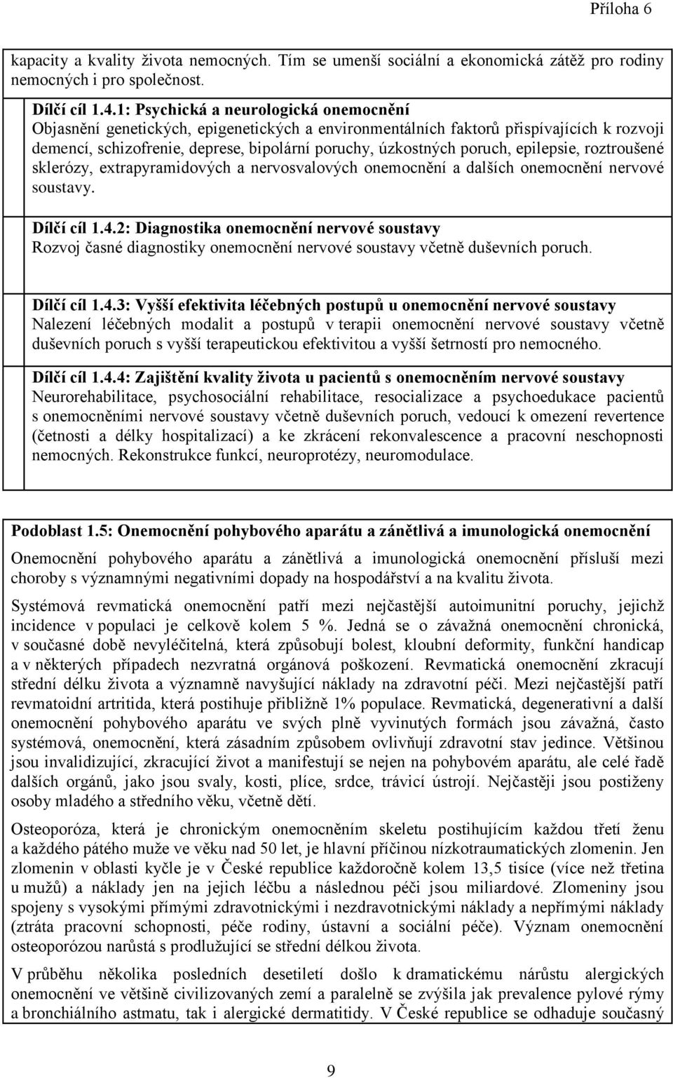 epilepsie, roztroušené sklerózy, extrapyramidových a nervosvalových onemocnění a dalších onemocnění nervové soustavy. Dílčí cíl 1.4.