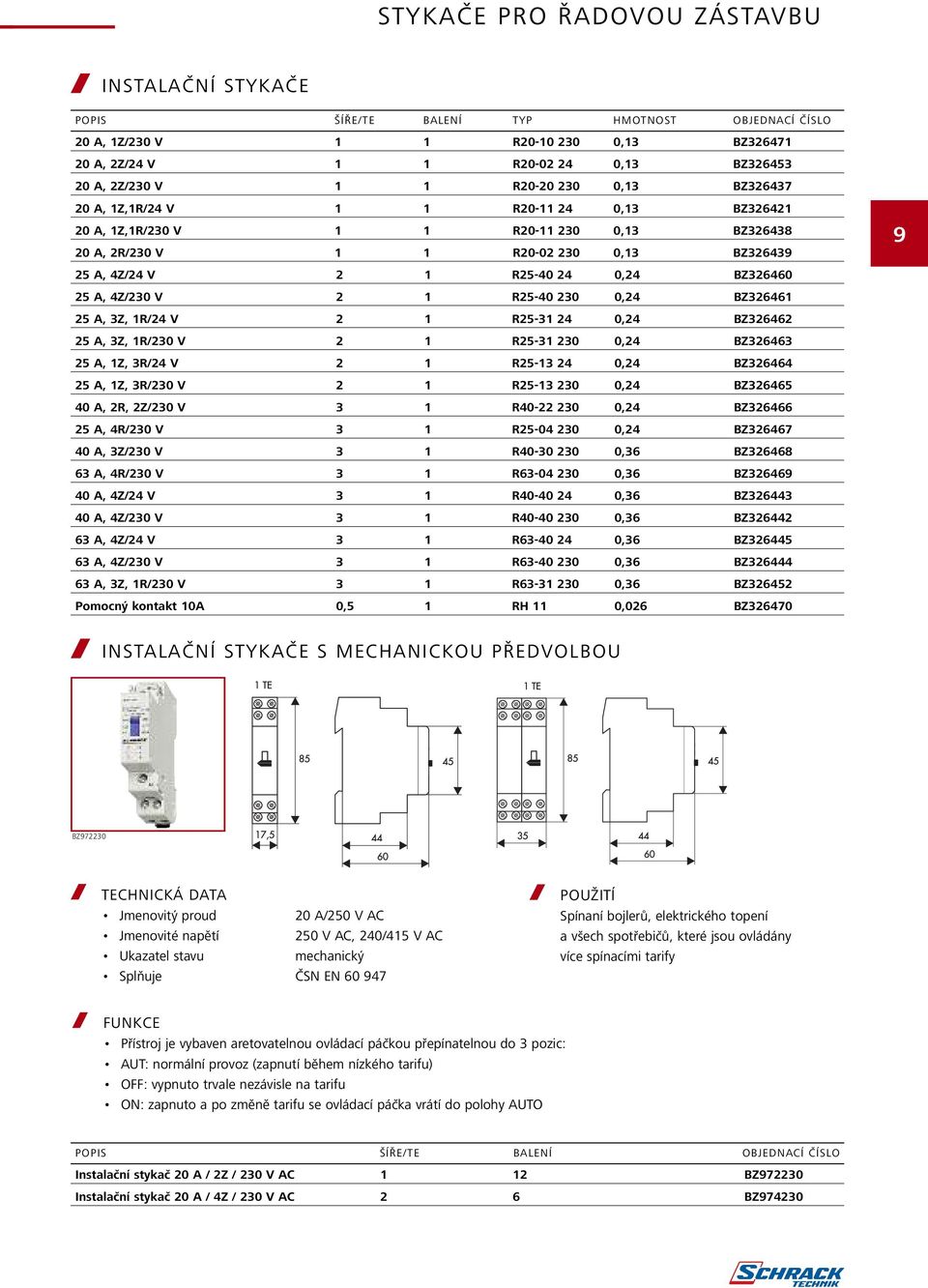 BZ326460 25 A, 4Z/230 V 2 1 R25-40 230 0,24 BZ326461 25 A, 3Z, 1R/24 V 2 1 R25-31 24 0,24 BZ326462 25 A, 3Z, 1R/230 V 2 1 R25-31 230 0,24 BZ326463 25 A, 1Z, 3R/24 V 2 1 R25-13 24 0,24 BZ326464 25 A,