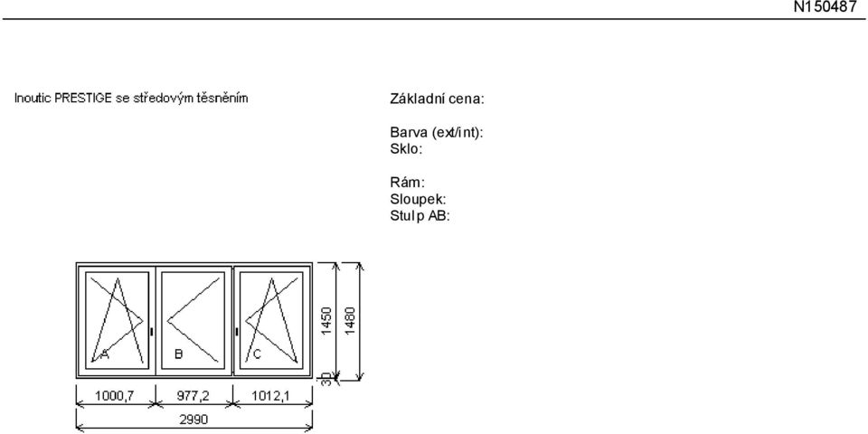 Štulp 73mm široká Podkladní profil d=2990,0mm (FFG) A:584, C:584 16 936,00 Kč 94,00 Kč -7 621,00 Kč Pozice: 4/: + příslušenství Cena za ks: 9 409,00 Kč 9 409,00 Kč Rozměry