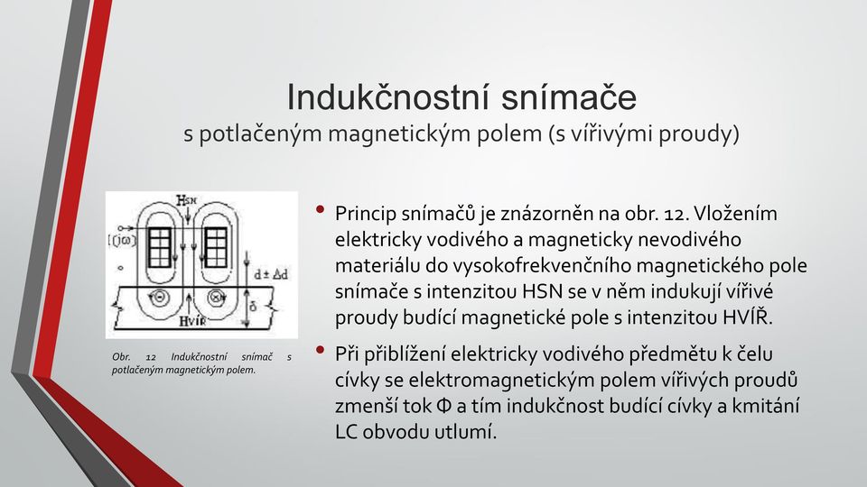 Vložením elektricky vodivého a magneticky nevodivého materiálu do vysokofrekvenčního magnetického pole snímače s intenzitou HSN se v něm