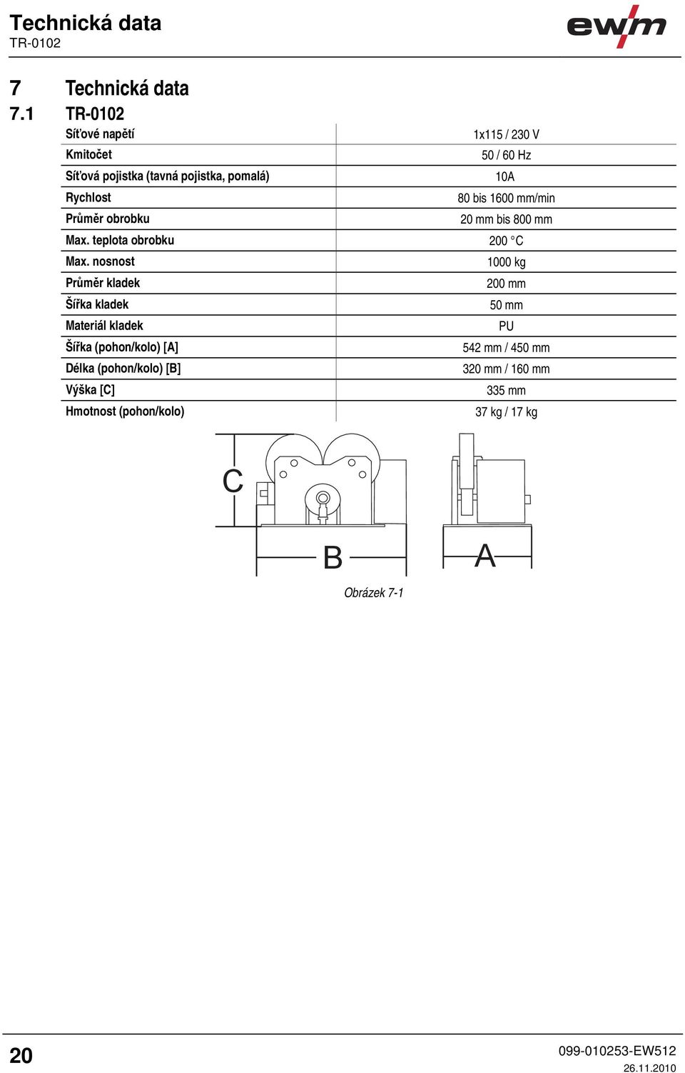 / 60 Hz 10A 80 bis 1600 mm/min 20 mm bis 800 mm Max. teplota obrobku 200 C Max.