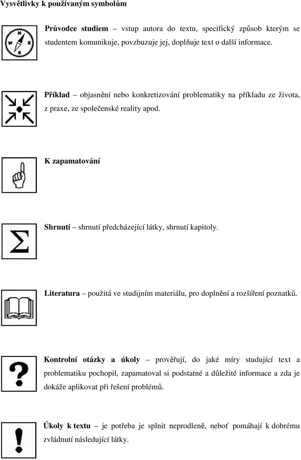 K zapamatování Shrnutí shrnutí předcházející látky, shrnutí kapitoly. Literatura použitá ve studijním materiálu, pro doplnění a rozšíření poznatků.