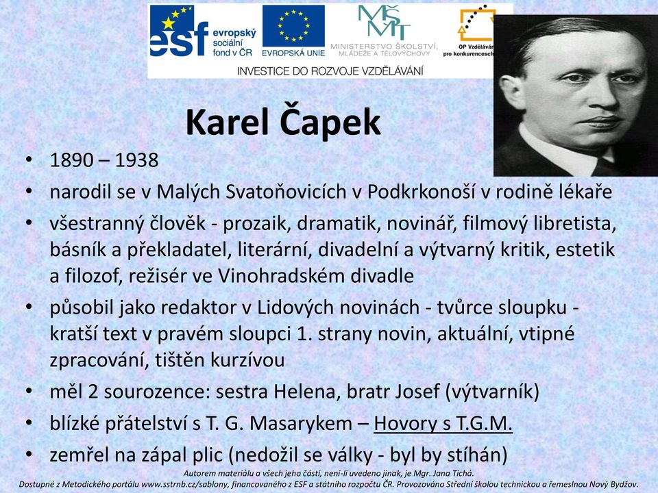 Česká próza 20. a 30. let 20. stol. KAREL ČAPEK - PDF Free Download