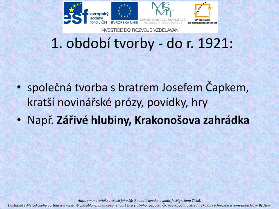 Česká próza 20. a 30. let 20. stol. KAREL ČAPEK - PDF Free Download