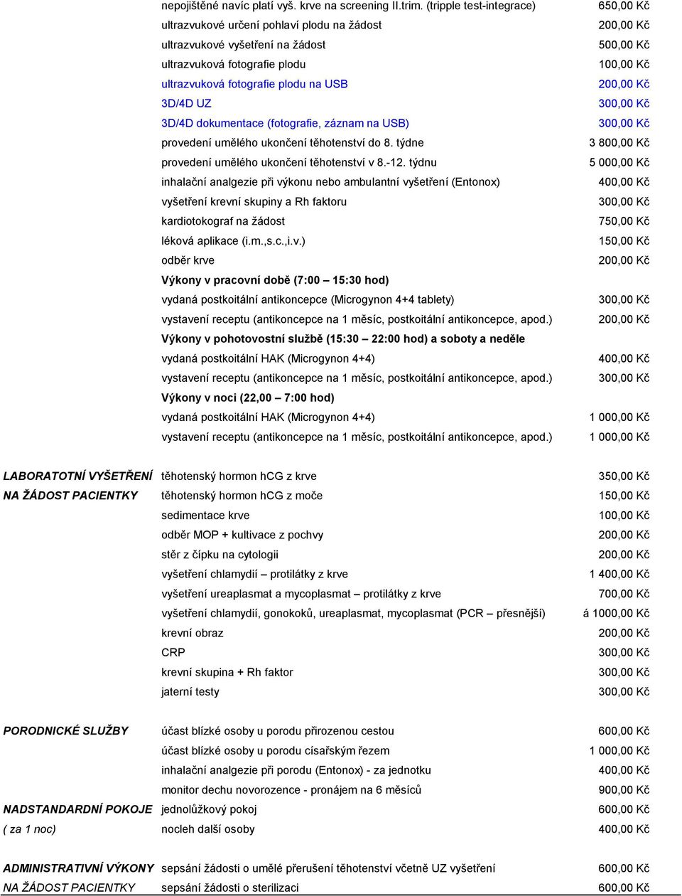 (fotografie, záznam na USB) provedení umělého ukončení těhotenství do 8. týdne provedení umělého ukončení těhotenství v 8.-12.