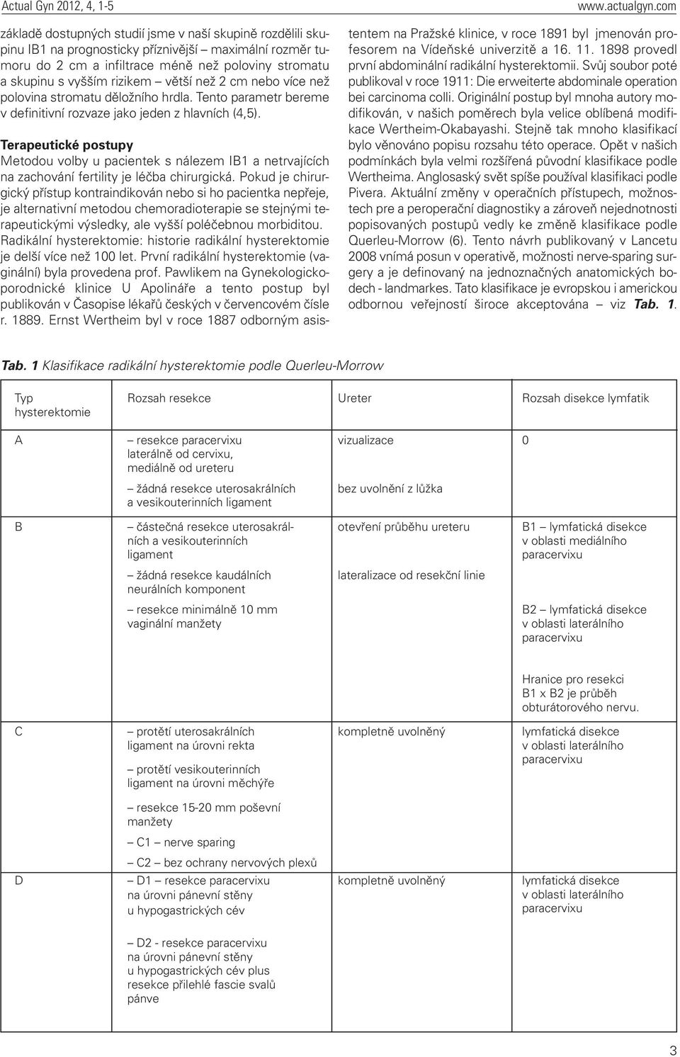 Terapeutické postupy Metodou volby u pacientek s nálezem IB1 a netrvajících na zachování fertility je léčba chirurgická.