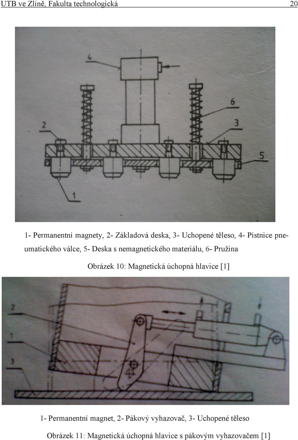 6- Pružina Obrázek 10: Magnetická úchopná hlavice [1] 1- Permanentní magnet, 2- Pákový