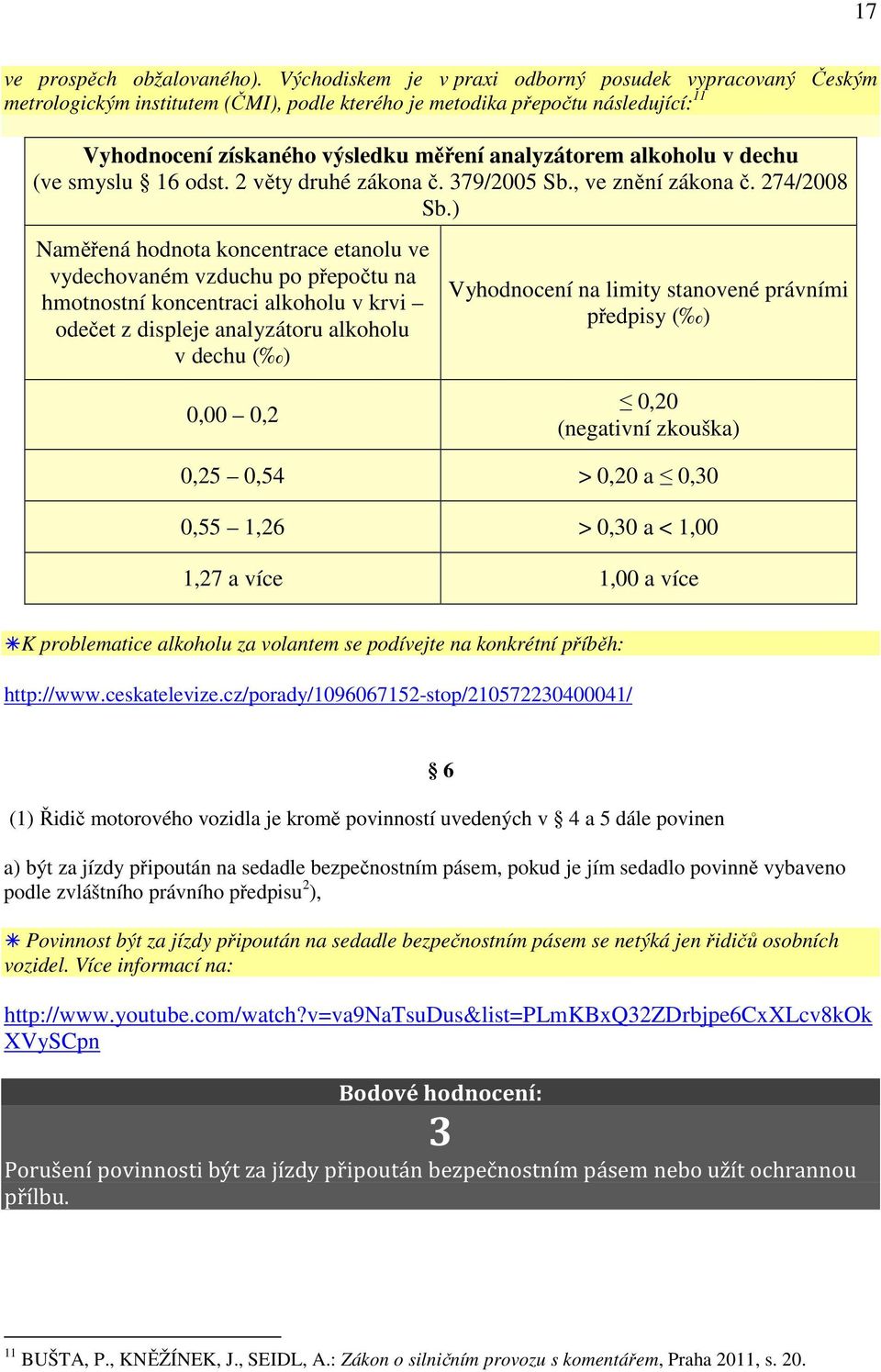 alkoholu v dechu (ve smyslu 16 odst. 2 věty druhé zákona č. 379/2005 Sb., ve znění zákona č. 274/2008 Sb.