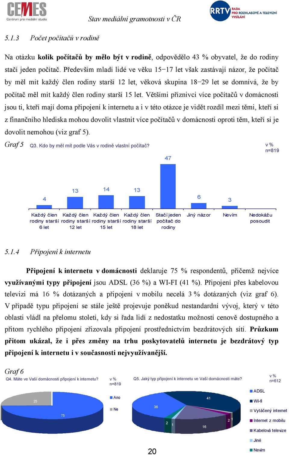 Většími příznivci více počítačů v domácnosti jsou ti, kteří mají doma připojení k internetu a i v této otázce je vidět rozdíl mezi těmi, kteří si z finančního hlediska mohou dovolit vlastnit více