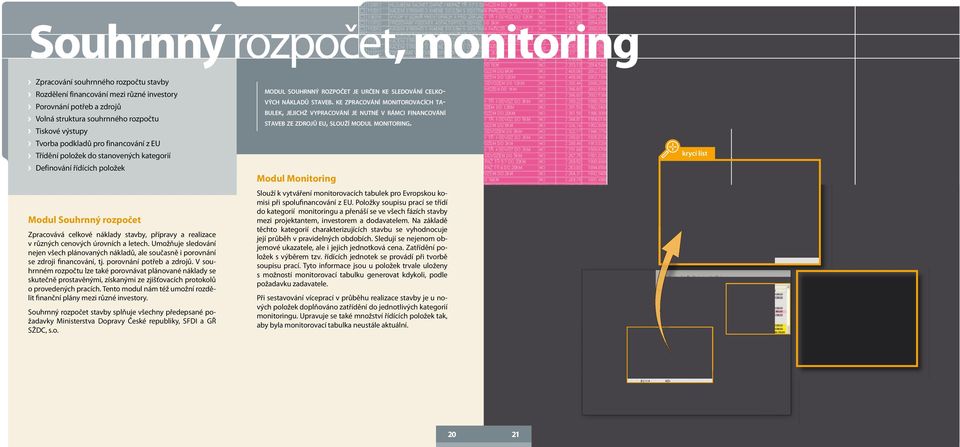 úrovních a letech. Umožňuje sledování nejen všech plánovaných nákladů, ale současně i porovnání se zdroji financování, tj. porovnání potřeb a zdrojů.