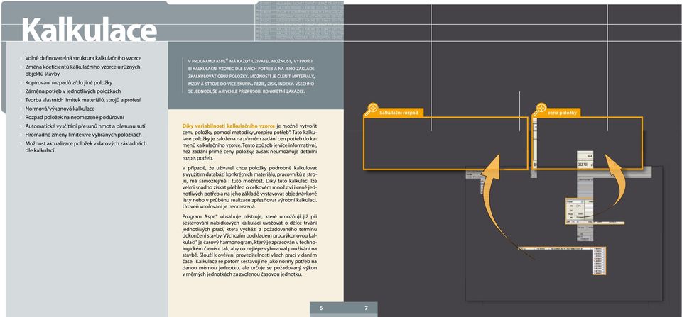 vybraných položkách Možnost aktualizace položek v datových základnách dle kalkulací V P R O G R A M U A S P E M Á K A Ž D Ý U Ž I V A T E L M O Ž N O S T, V Y T V O Ř I T S I K A L K U L A Č N Í V Z
