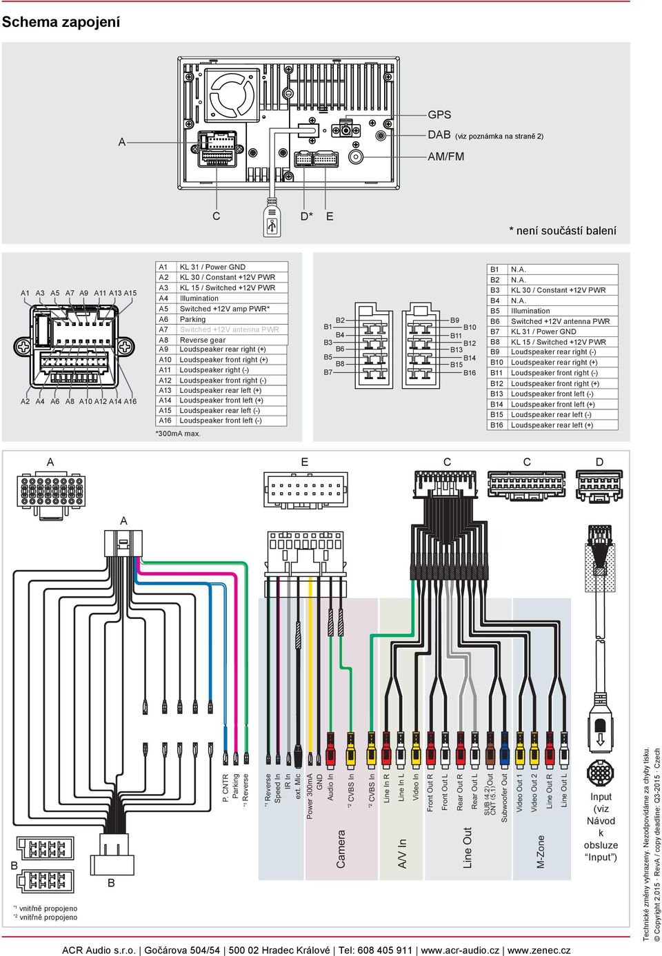 right (-) A12 Loudspeaker front right (-) A13 Loudspeaker rear left (+) A14 Loudspeaker front left (+) A15 Loudspeaker rear left (-) A16 Loudspeaker front left (-) *300mA max.