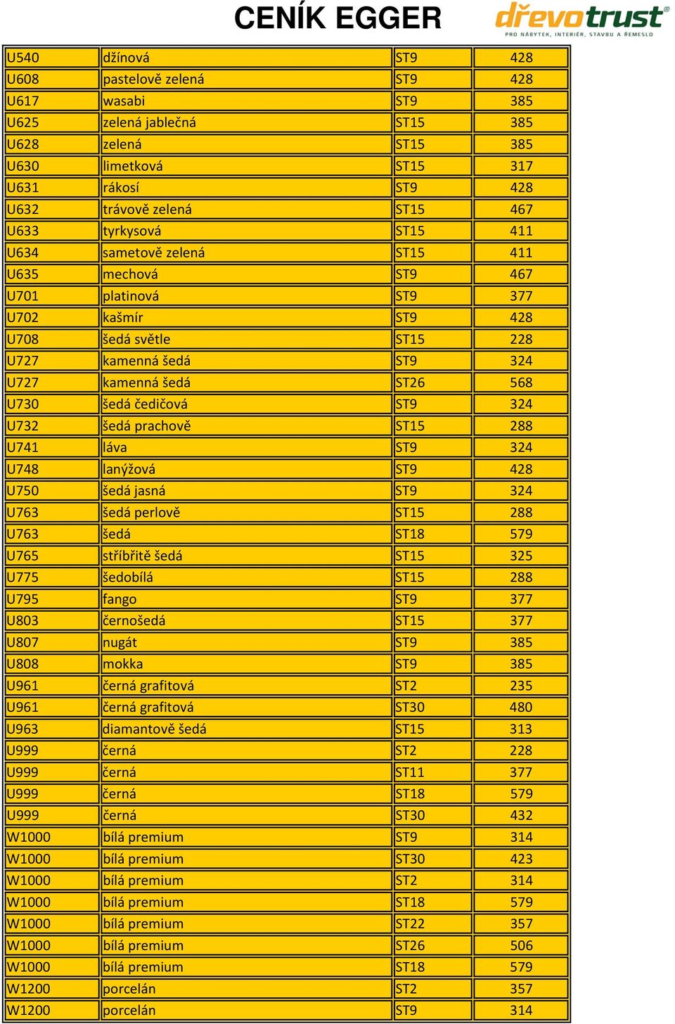 šedá čedičová ST9 324 U732 šedá prachově ST15 288 U741 láva ST9 324 U748 lanýžová ST9 428 U750 šedá jasná ST9 324 U763 šedá perlově ST15 288 U763 šedá ST18 579 U765 stříbřitě šedá ST15 325 U775