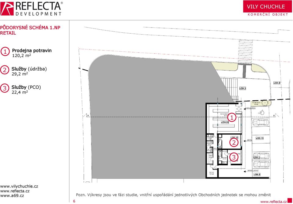 29,2 m 2 Služby (PCO) 22,4 m 2 1 2 3 6 Pozn.