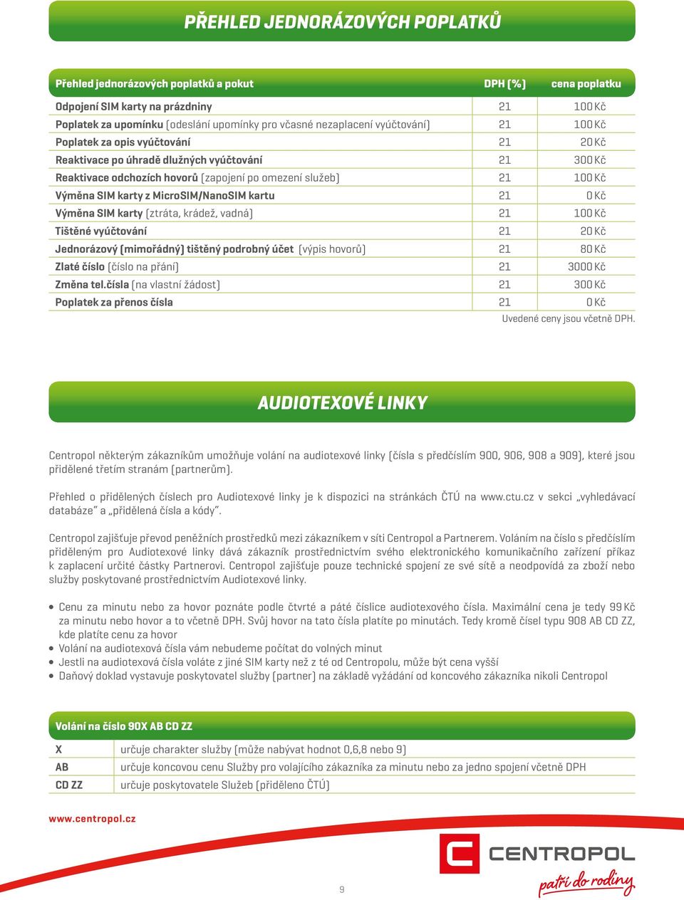 MicroSIM/NanoSIM kartu 21 0 Kč Výměna SIM karty (ztráta, krádež, vadná) 21 100 Kč Tištěné vyúčtování 21 20 Kč Jednorázový (mimořádný) tištěný podrobný účet (výpis hovorů) 21 80 Kč Zlaté číslo (číslo
