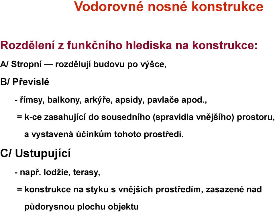 , = k-ce zasahující do sousedního (spravidla vnějšího) prostoru, a vystavená účinkům tohoto