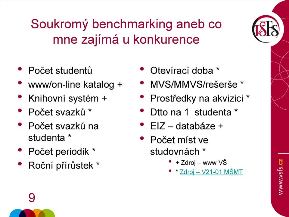 Roční přírůstek * Otevírací doba * MVS/MMVS/rešerše * Prostředky na akvizici * Dtto na