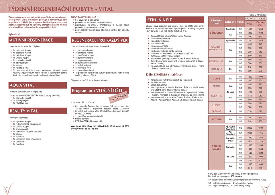 Vyberte si AKTIVNÍ REGENERACE - regenerujte se aktivním pohybem 1x bylinková koupel 1x uhličitá koupel 1x podvodní masáž 1x solná jeskyně 1x sauna 1x návštěva kina 3x sportovní aktivity - tenis,