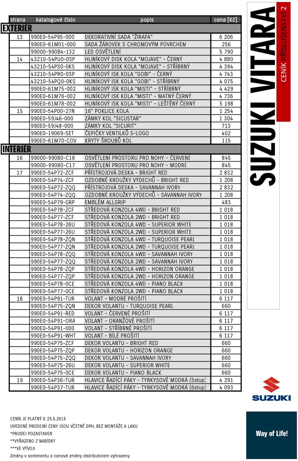 990E0-61M75-002 HLINÍKOVÝ ISK KOLA "MISTI" - STŘÍBRNÝ 4 429 990E0-61M76-002 HLINÍKOVÝ ISK KOLA "MISTI" - MATNÝ ČERNÝ 4 736 990E0-61M78-002 HLINÍKOVÝ ISK KOLA "MISTI" - LEŠTĚNÝ ČERNÝ 5 198 15