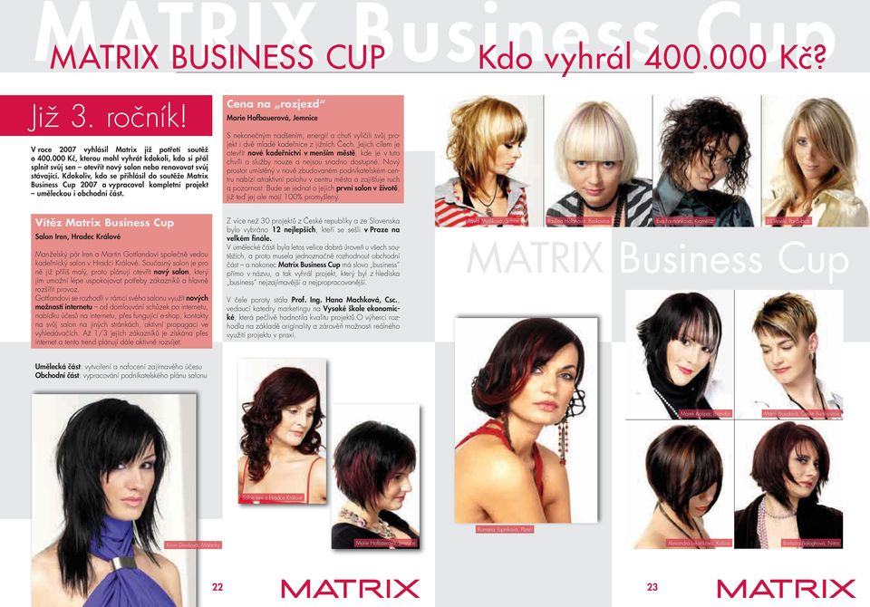 Kdokoliv, kdo se přihlásil do soutěže Matrix Business Cup 2007 a vypracoval kompletní projekt uměleckou i obchodní část.