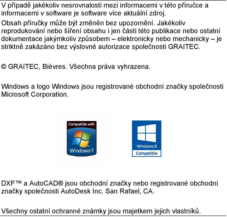 výslovné autorizace společnosti GRAITEC. GRAITEC, Bièvres. Všechna práva vyhrazena.