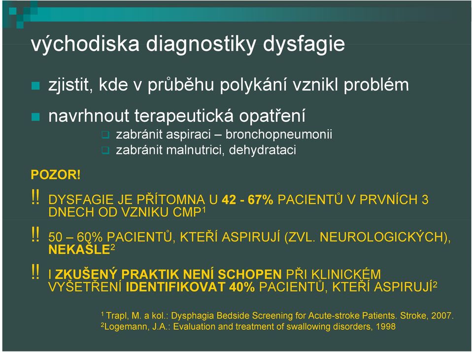 ! 50 60% PACIENTŮ, KTEŘÍ ASPIRUJÍ (ZVL. NEUROLOGICKÝCH), NEKAŠLE 2!