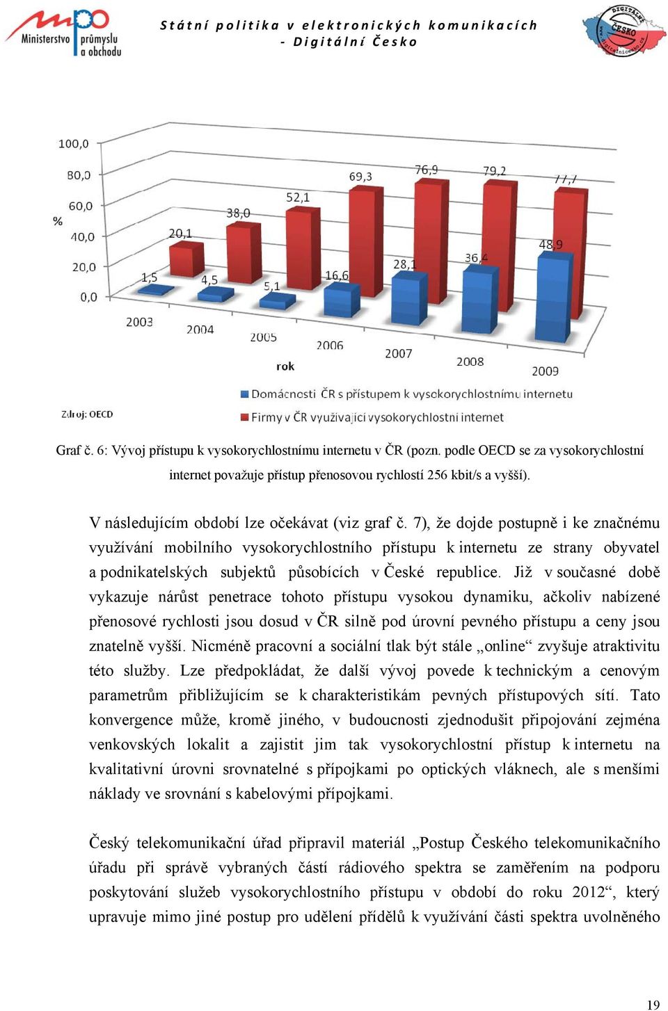 7), že dojde postupně i ke značnému využívání mobilního vysokorychlostního přístupu k internetu ze strany obyvatel a podnikatelských subjektů působících v České republice.