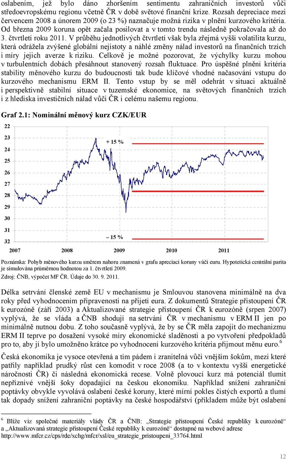 Od března 2009 koruna opět začala posilovat a v tomto trendu následně pokračovala až do 3. čtvrtletí roku 2011.