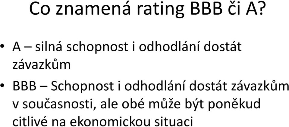 BBB Schopnost i odhodlání dostát závazkům v