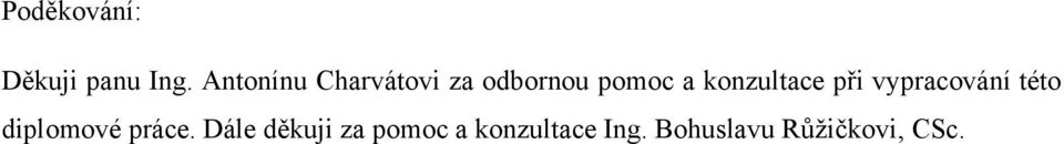 konzultace při vypracování této diplomové