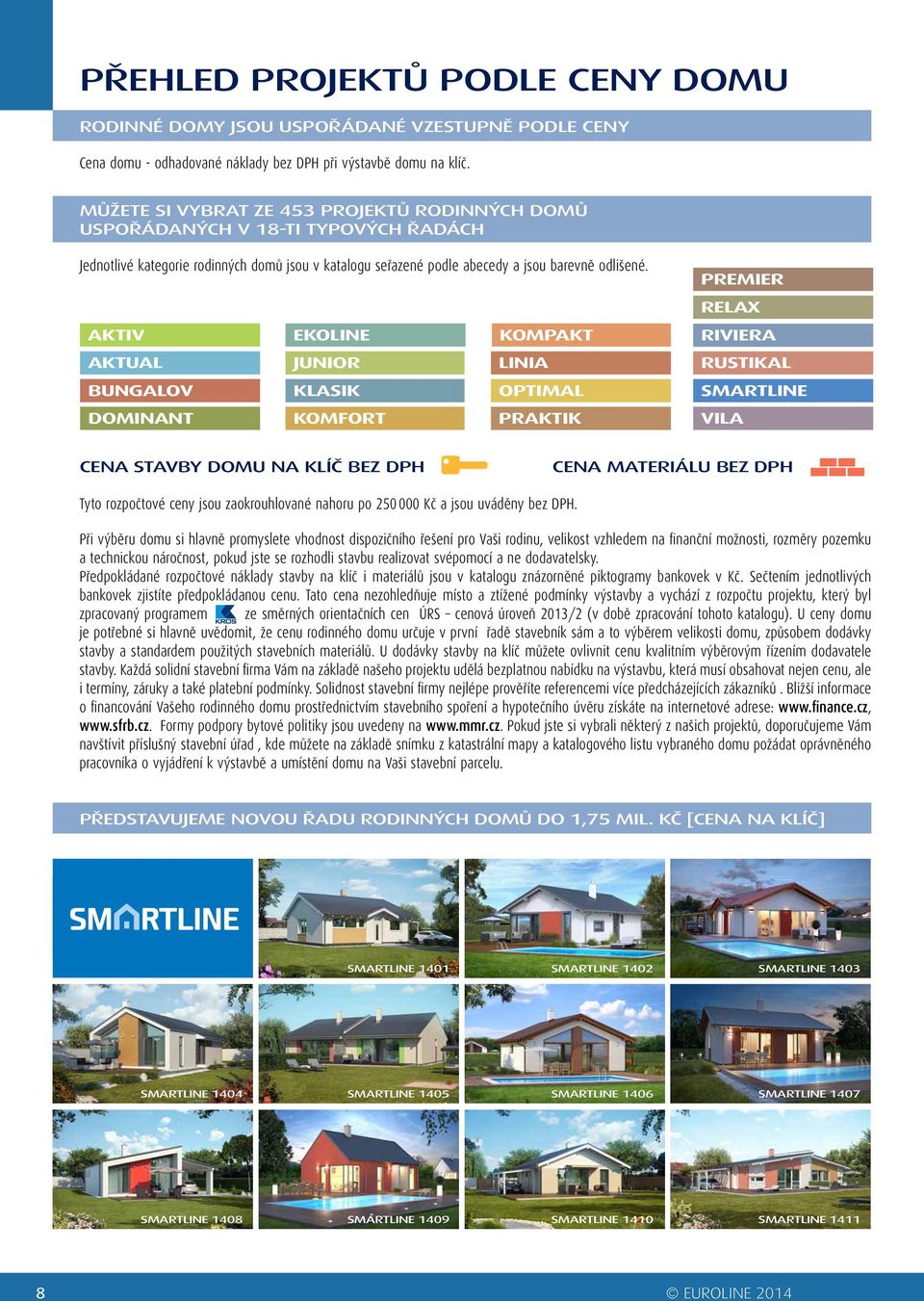AKTIV EKOLINE KOMPAKT AKTUAL JUNIOR LINIA BUNGALOV KLASIK OPTIMAL DOMINANT KOMFORT PRAKTIK PREMIER RELAX RIVIERA RUSTIKAL SMARTLINE VILA CENA STAVBY DOMU NA KLÍČ BEZ DPH CENA MATERIÁLU BEZ DPH Tyto