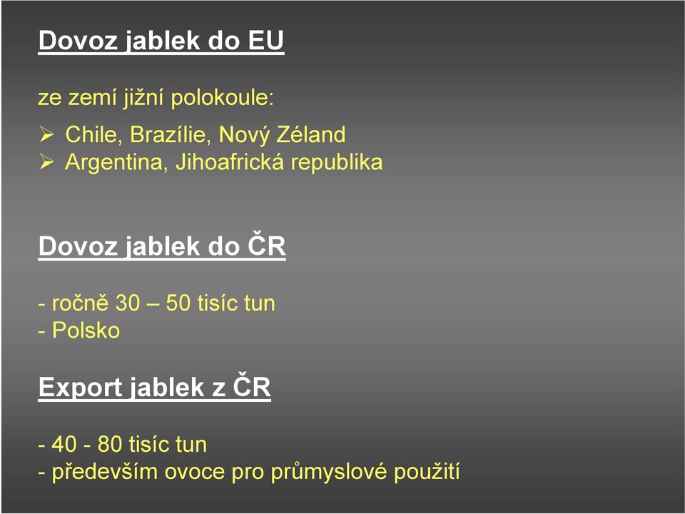 Dovoz jablek do ČR -ročně 30 50 tisíc tun - Polsko Export