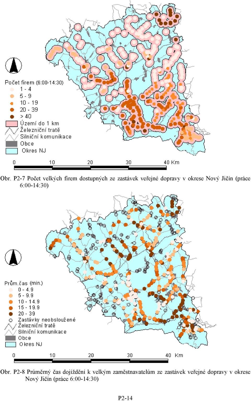 P2-8 Průměrný čas dojíždění k velkým zaměstnavatelům ze