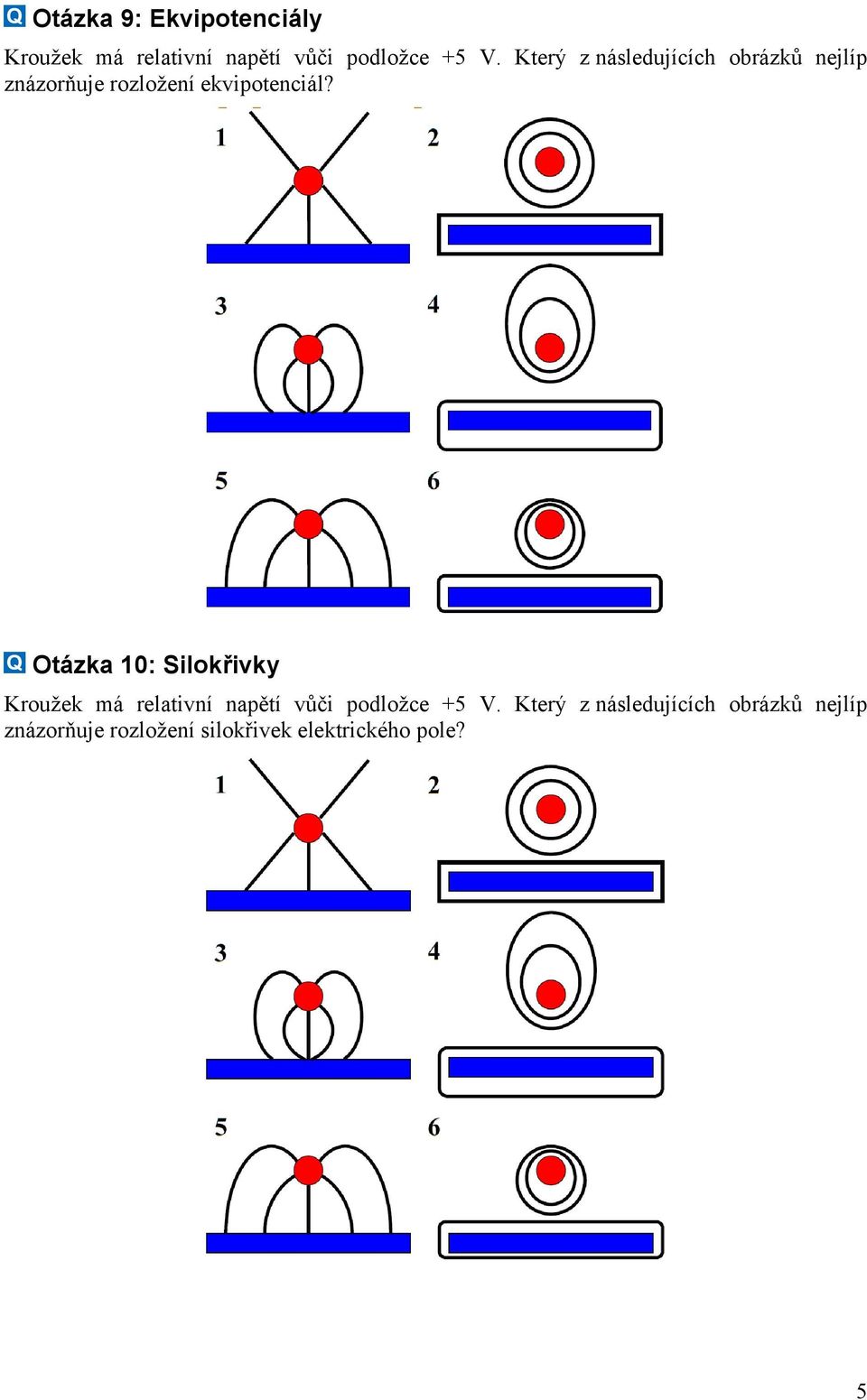 Otázka 10: Silokřivky Kroužek má relativní napětí vůči podložce +5 V.