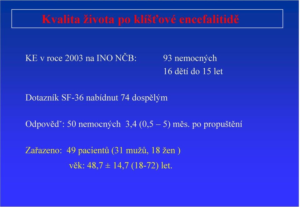 dospělým Odpovědˇ: 50 nemocných 3,4 (0,5 5) měs.