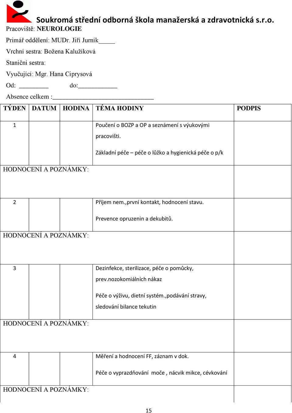 Základní péče péče o lůžko a hygienická péče o p/k 2 Příjem nem.,první kontakt, hodnocení stavu. Prevence opruzenin a dekubitů.